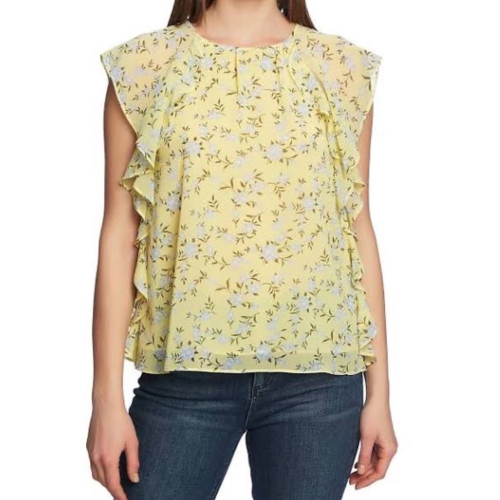 1. State floral flutter sleeve top